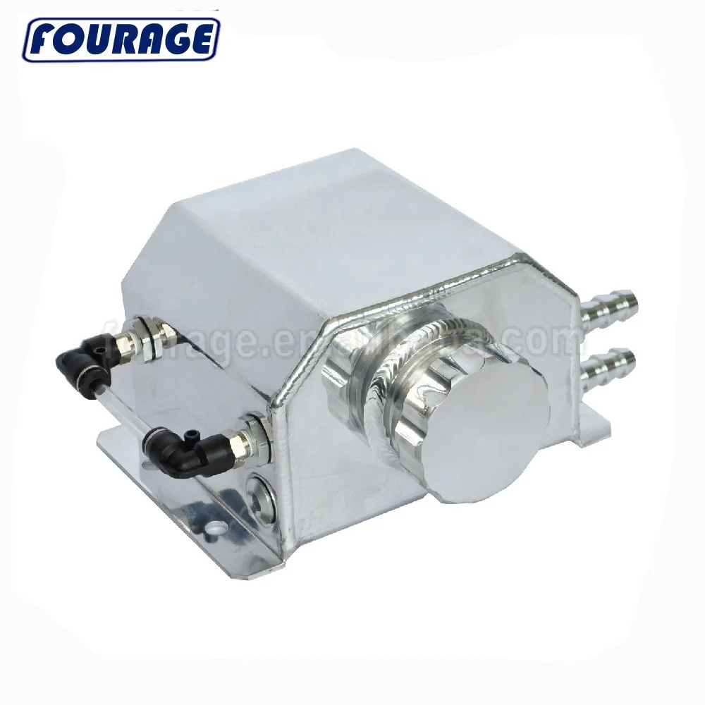 Fourage Universal Racing Car 1L Engine Breather Aluminum Alloy Reservoir Oil Catch Canister Tank With Drain-Plug