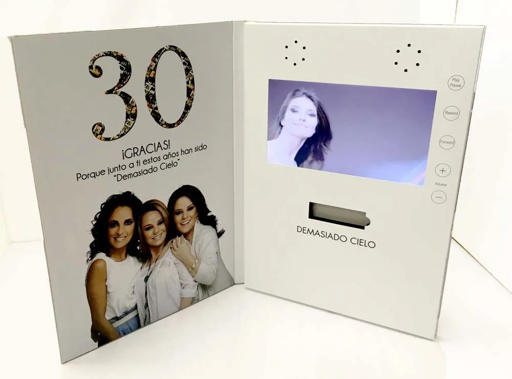 Уникальный творческий дизайн цифровой видео каталог 7 дюймов сенсорный экран видео брошюра карты с карманом с длинным рукавом и/или usb-ключ видео брошюра