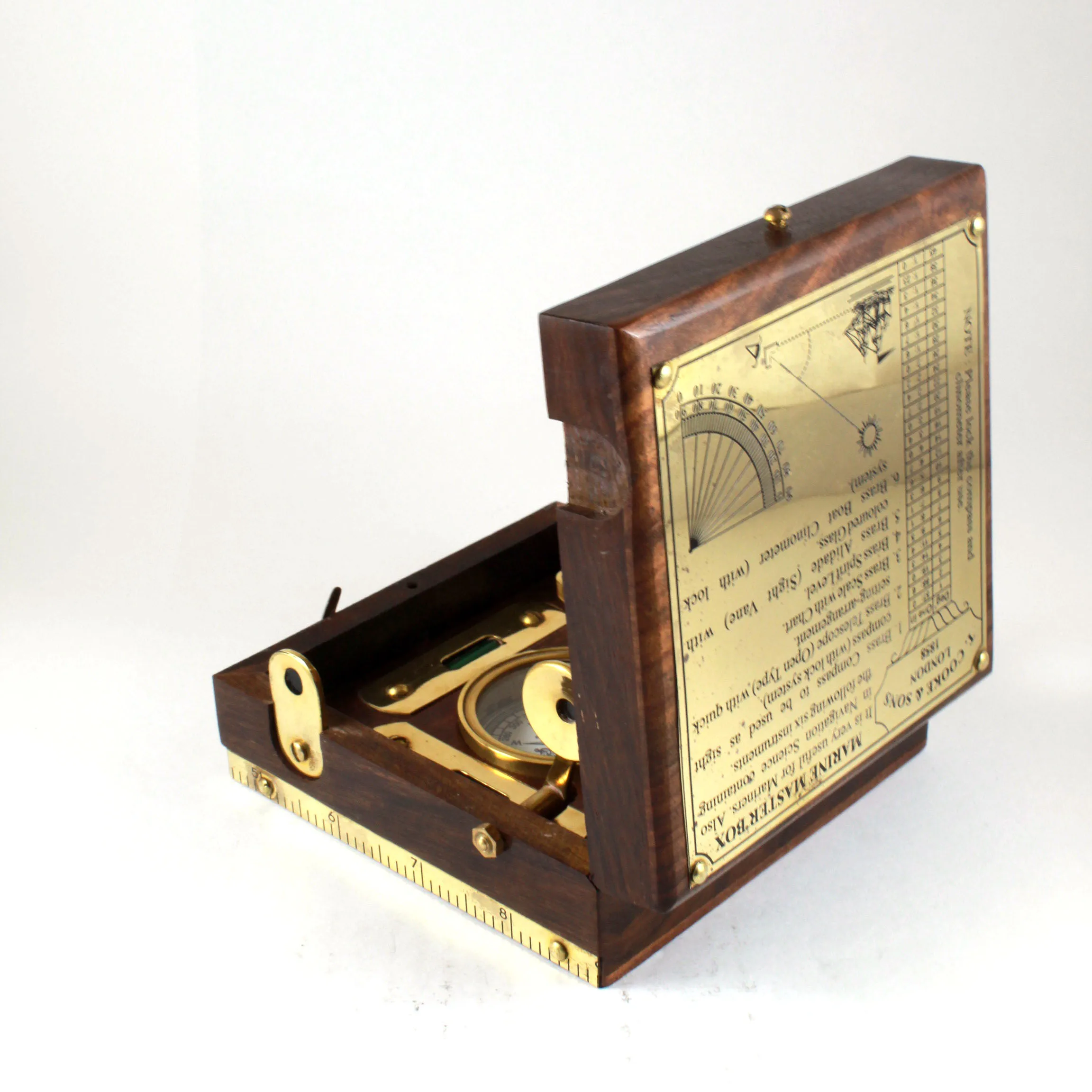 Brass Navigation Nautical Directional Antique Style Master Marine Box Compass Instrument