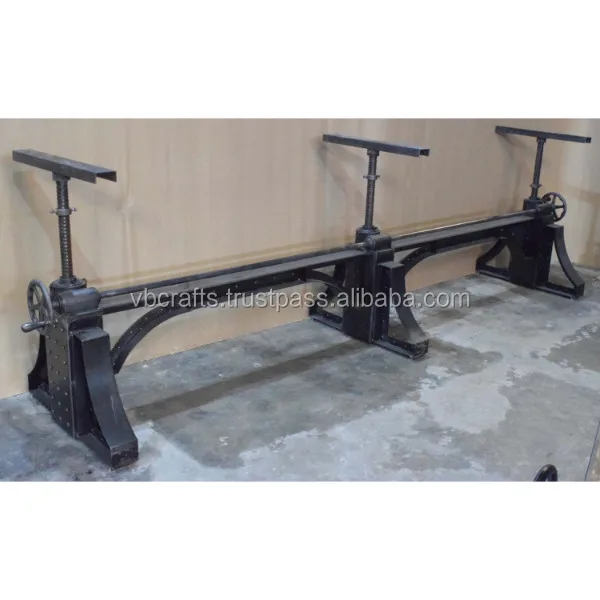 Metal Riveted Crank Mechanism  Hand Lifting Adjustable Extra Long Wedding Party Restaurant Cafe Banquet Dining Table Base