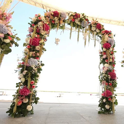 Золотая металлическая квадратная свадебная АРКА для свадьбы с цветами