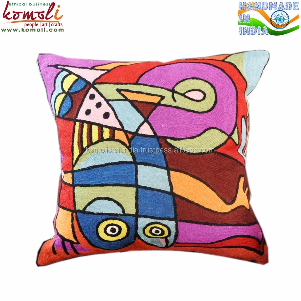 Ocean life handmade throw pillow cover hand embroidered picasso cushion covers