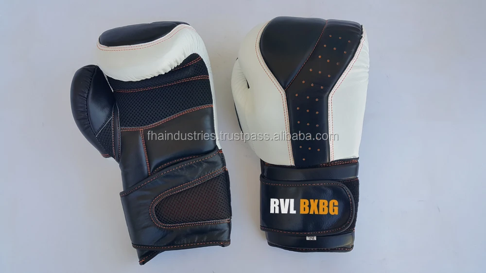 Boxing gloves black white leather or made of pu high quality low price