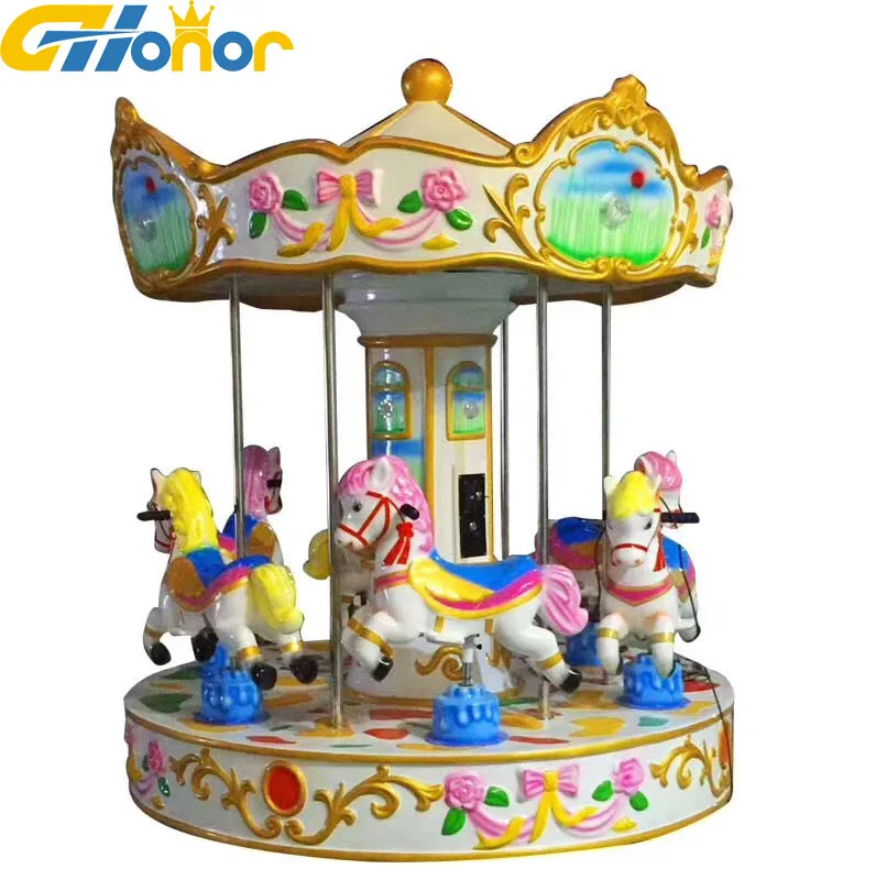 Amusement kiddie ride 6 players musical carousel indoor games six children ride on carousel for kids