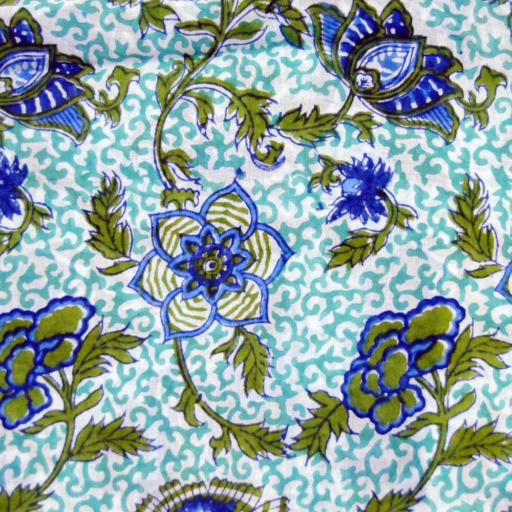 Hot Selling Sanganeri Block Printed Cotton Multi Color Fabric Floral Pattern Handmade Running Material For Clothing Wholesale