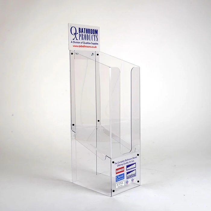 Acrylic Newspaper Magazine Dump Bin Transparent Plexiglass Magazine Holder with Poster