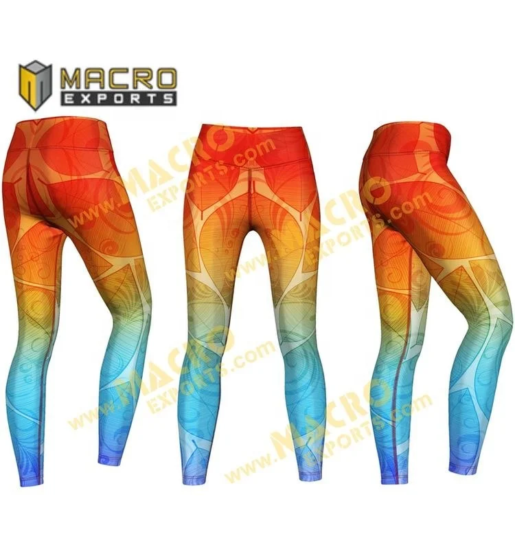 85% Polyester 15% Spandex Sublimated Leggings and Tights Latest Fitness Leggings 4 Way Stretch Women Pants Custom Packing onesie