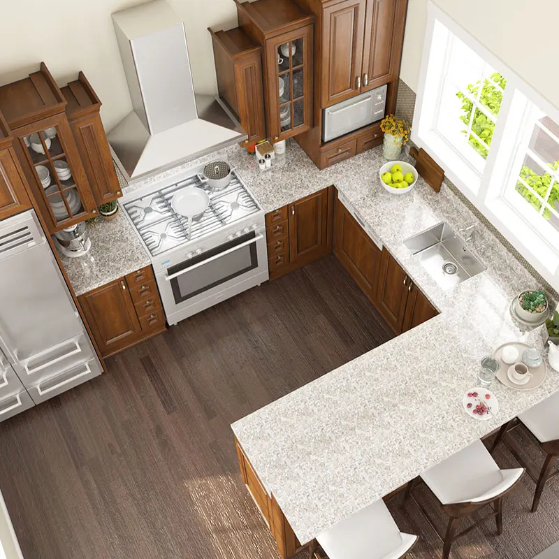 American Style Mini Kitchenette U Shape Small Kitchen Cabinet