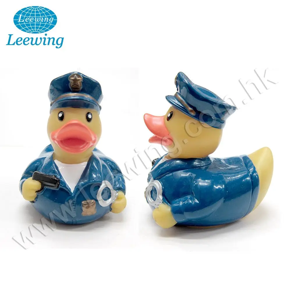 Custom Plastic Professional Police Uniform Yellow Rubber Duck Promotional Gift