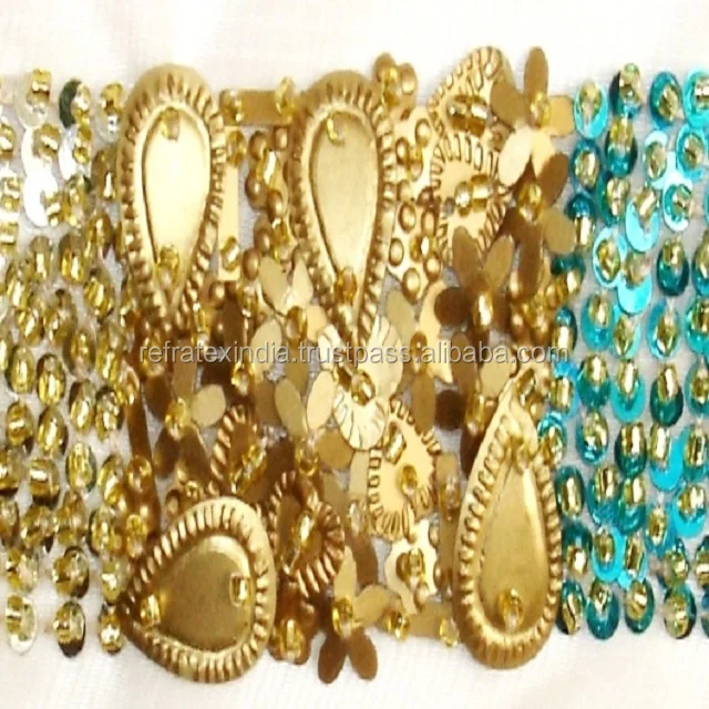 Golden Blue Beaded Trim BGT135