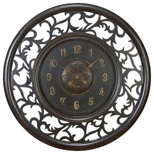 Luxury Wall Clock Decorating New Designing Large Size Antique Stylish Modern Wholesale Black Color Round Shape Wall Decor Clock