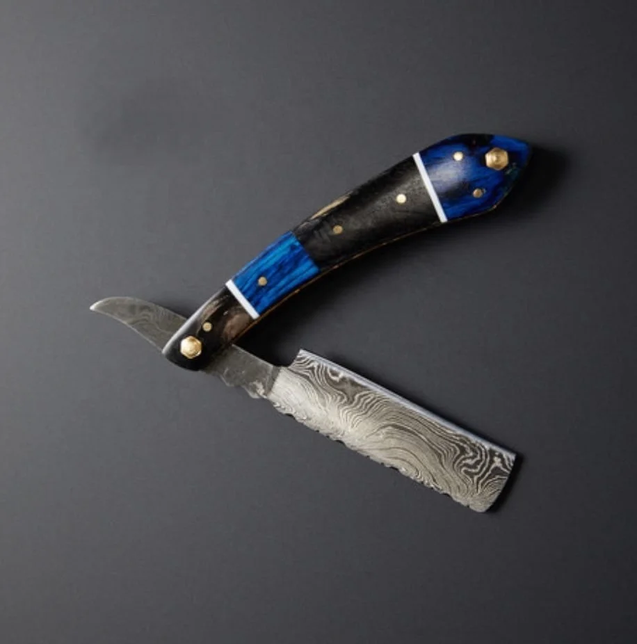 Professional Damascus steel high quality barber straight razor for shaving