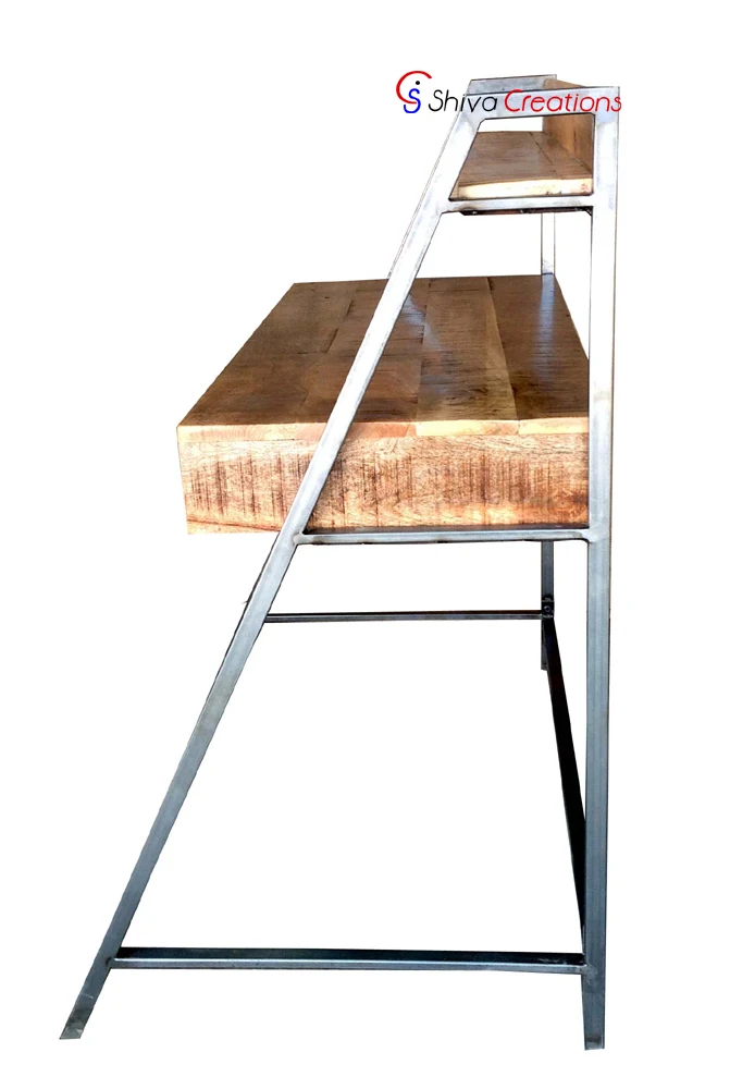 Vintage Industrial Metal Frame Mango Wood Office Desk Study Table Readymade Office Furniture
