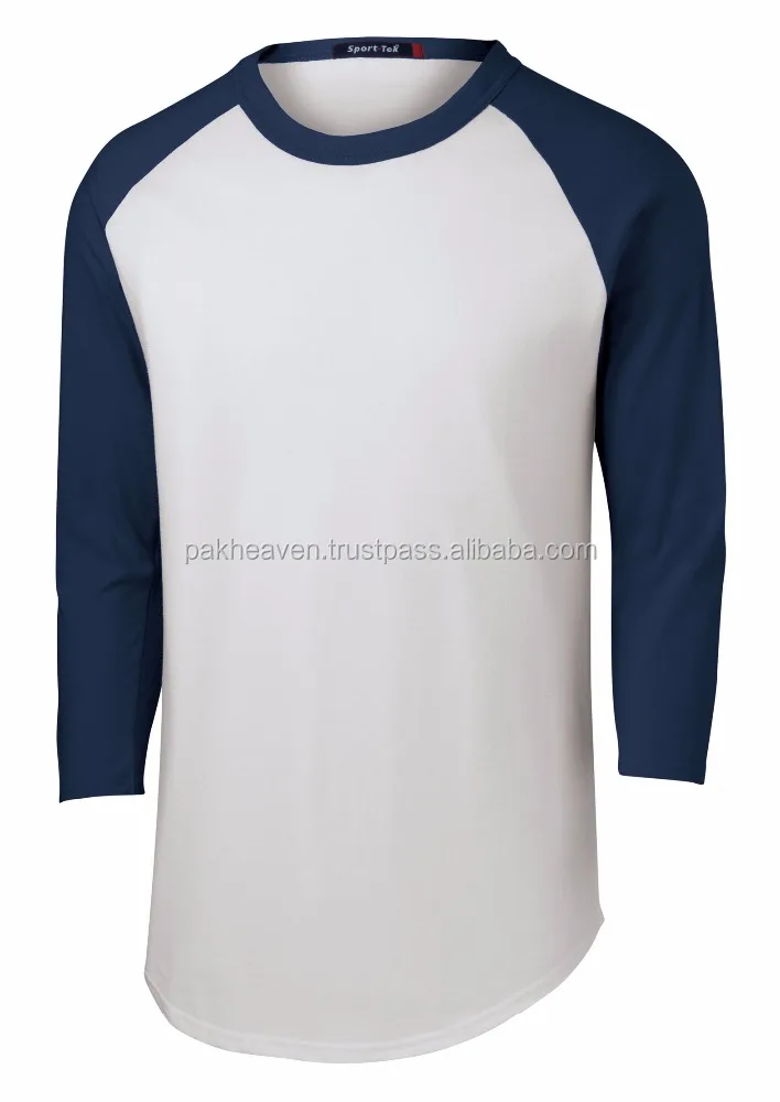 Custom Adult Color block Raglan baseball 3/4 sleeve t shirt available fabric rayon polyester cotton bamboo modal