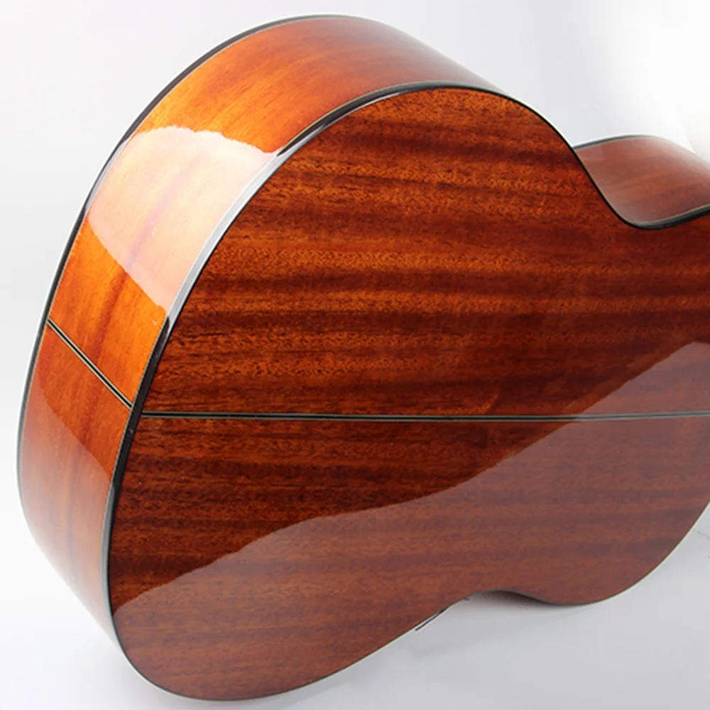 China guitar factory beautiful best quality nylon string solid spruce top mahogany back glossy 39 inch classical guitar 4/4 size