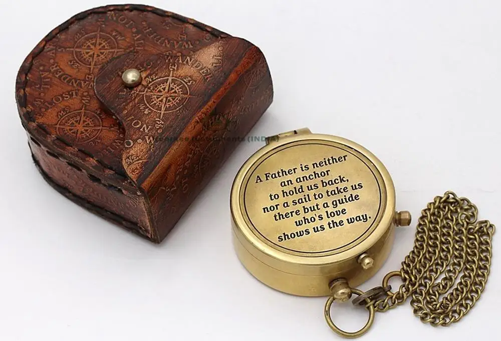 Оптовая продажа, латунный компас, красивая цитата для отца/подарок для отца на день рождения