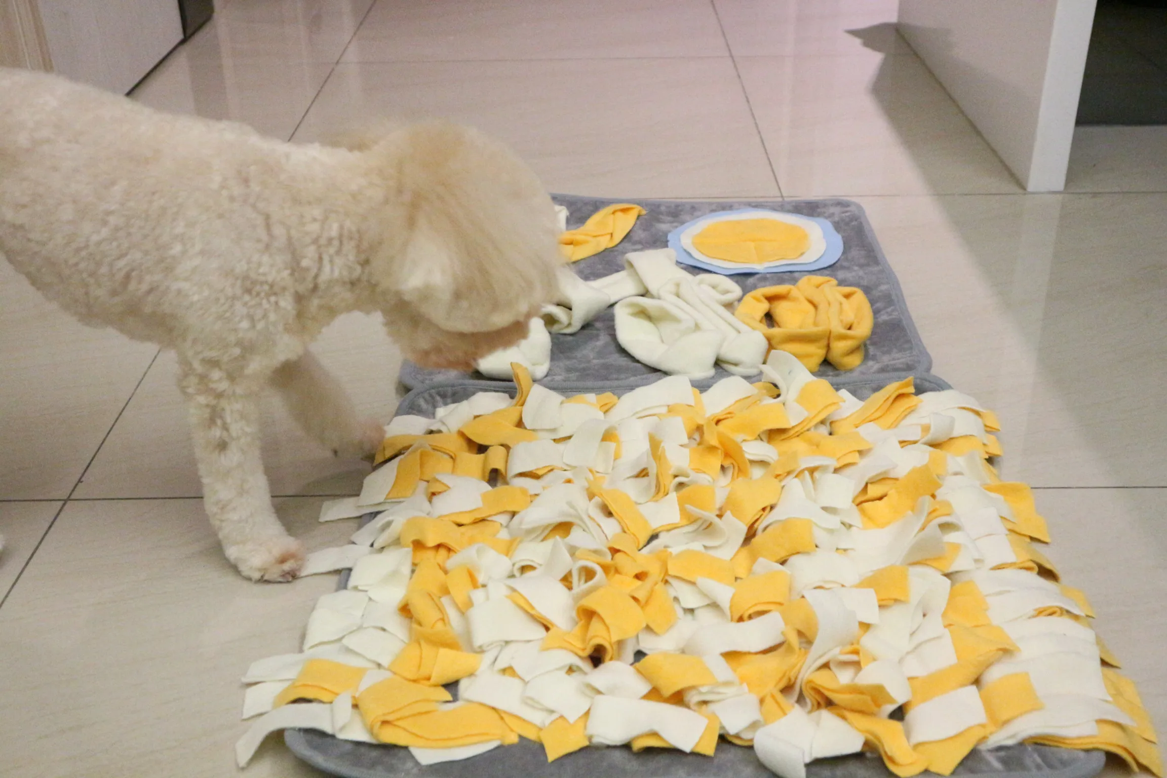 3-PC Dog Snuffle Mat Funny Game Feeding Training Food Search Nose Work Dog Pattern Hook and Loop Fasten Design