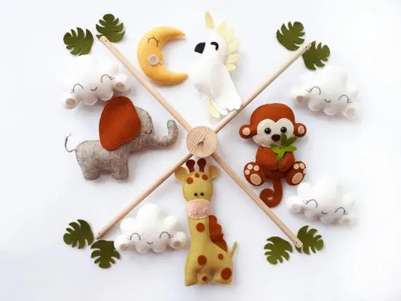 Детский мобильный телефон, мобиль для детской комнаты в джунглях, войлочный джунгли, подарок для будущей мамы