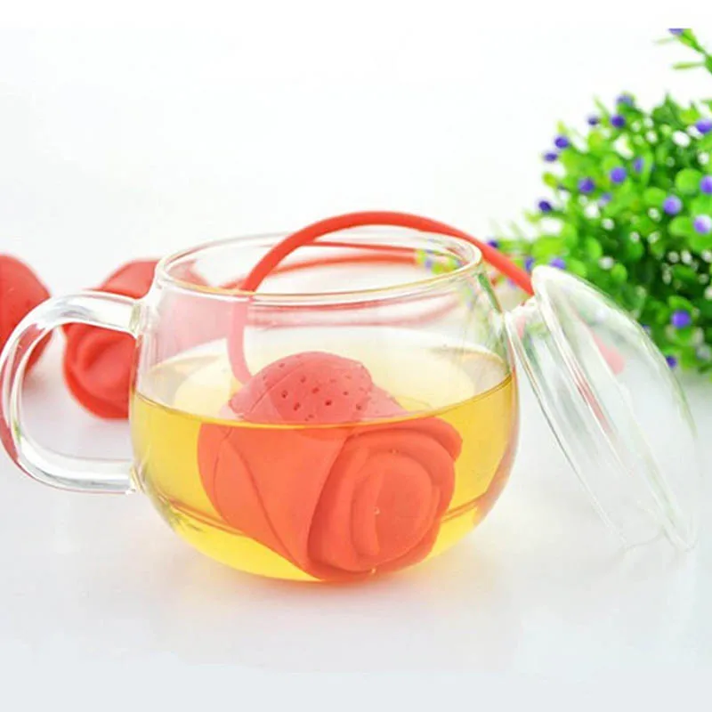 Creative Nice Rose Shape Portable Tea Filter Strainer Silicone Tea Infuser