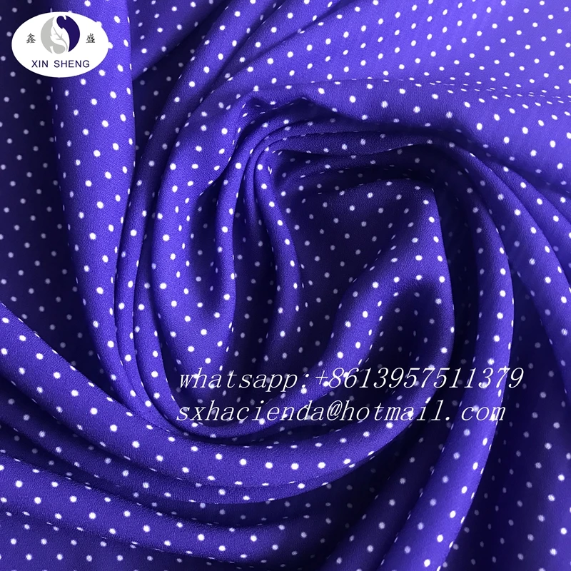 custom digital printed exquisite dot design 100% polyester chiffon moss crepe  for dress  fabric