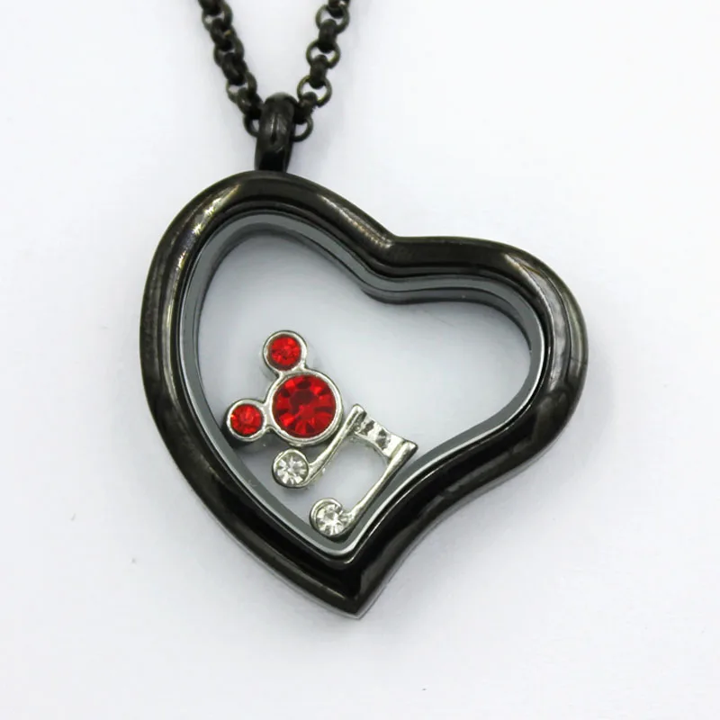 DIY stainless steel memory glass floating heart locket pendant with clear glass locket