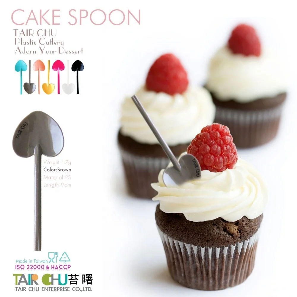 Party Cake Decoration 9cm Heart Shaped Cute Plastic Spoon