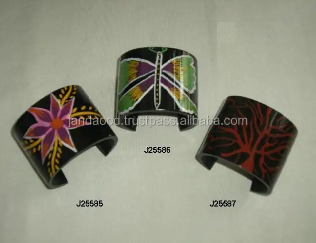 Hand Painted Wooden Bangles Painted with Flower Design Painted Wooden Jewelry Bangle Bracelets