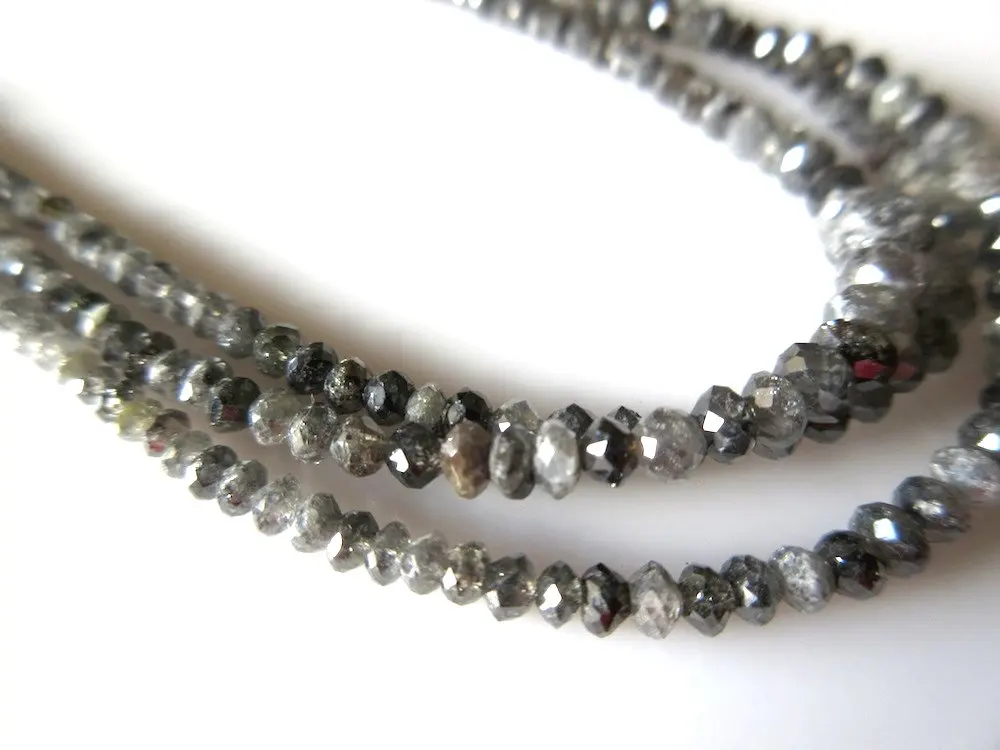 Genuine Dark Gray Faceted Diamond Beads Strands Necklace 3 mm to 5 mm,Beads Strands,Gray Natural Diamond Beads