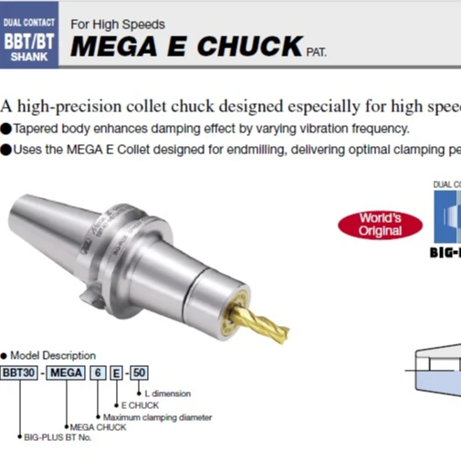 Mega E chuck bbt40 iso15 hsk milling tool holder made in japan