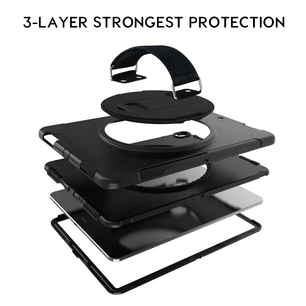 
For iPad pro 12.9 Hard Tablet Case Built-in Kickstand With Pencil Holder Silicone Cover 