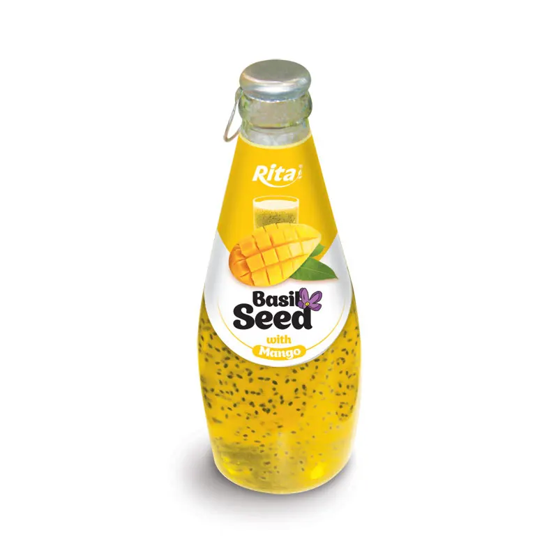 Best Quality Best Price Natural Good Taste 290 ml Glass Bottle Basil Seed Juice Drink