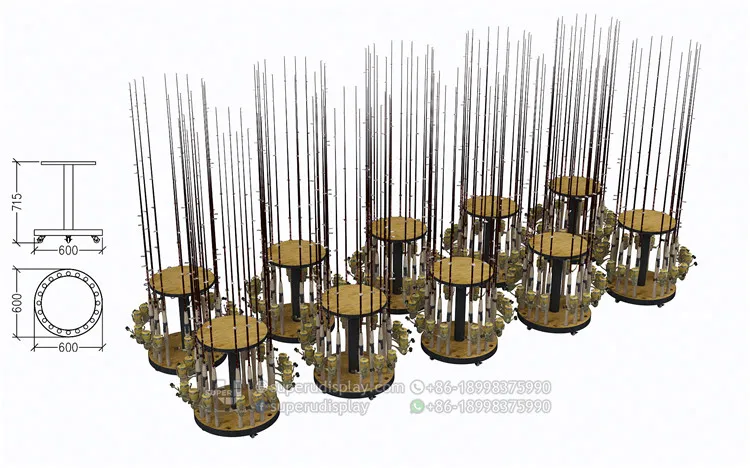 Shop Fish Custom Design Fishing Rod Display Rack Stand Fishing Pole Reel Stand Display