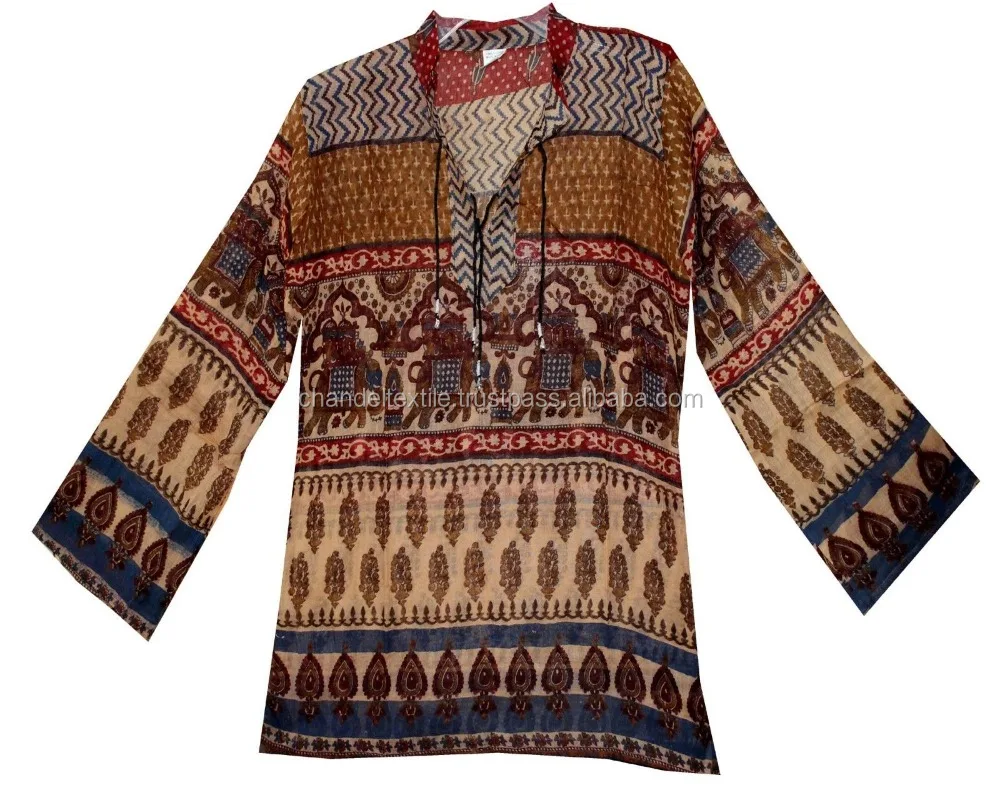 Indian boho cotton ethnic TOP HIPPIE vintage look TUNIC Dress Tunic Floral Animals Bollywood cotton blouse tunic top kurtis