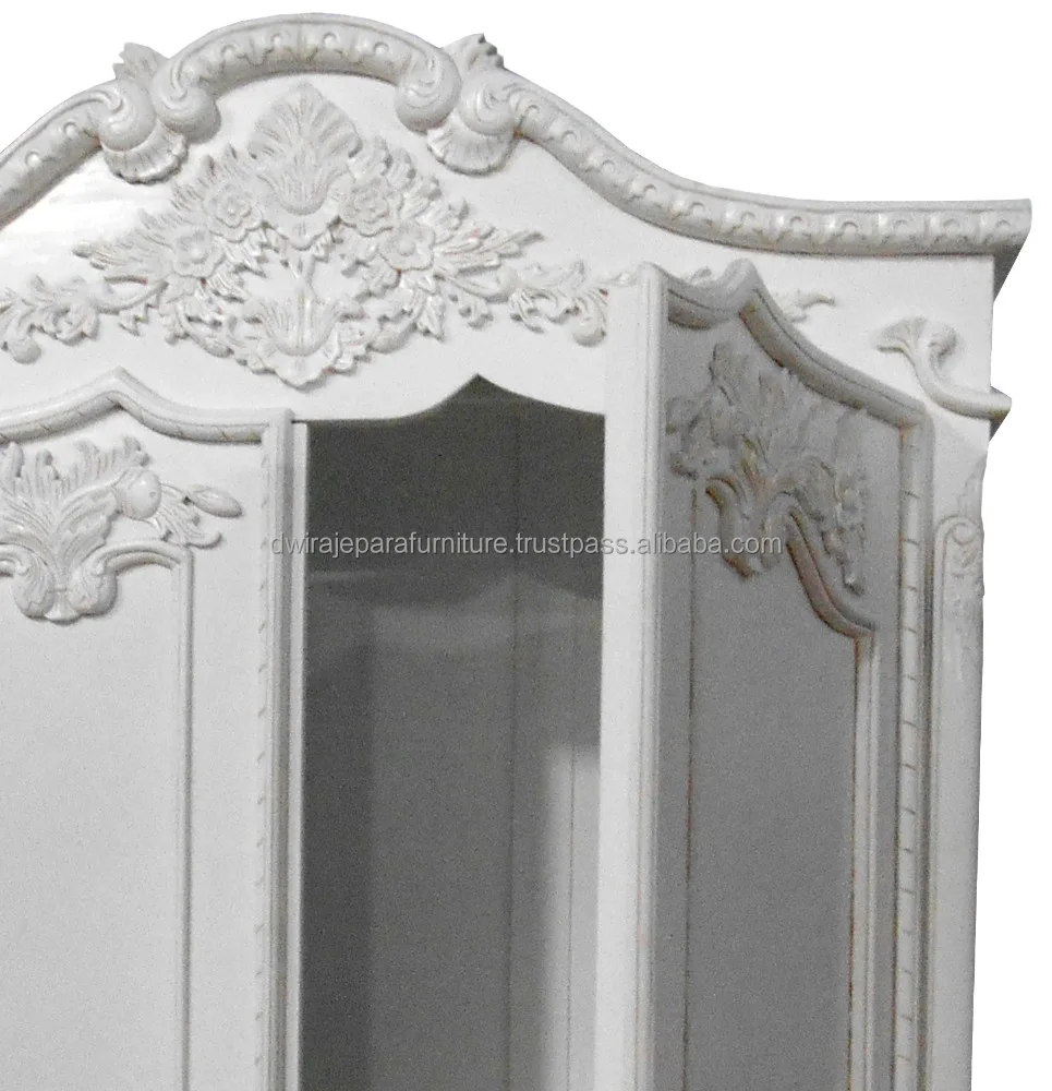 Home Furniture Wardrobe Rococo Style - White French Furniture Wardrobe Indonesia