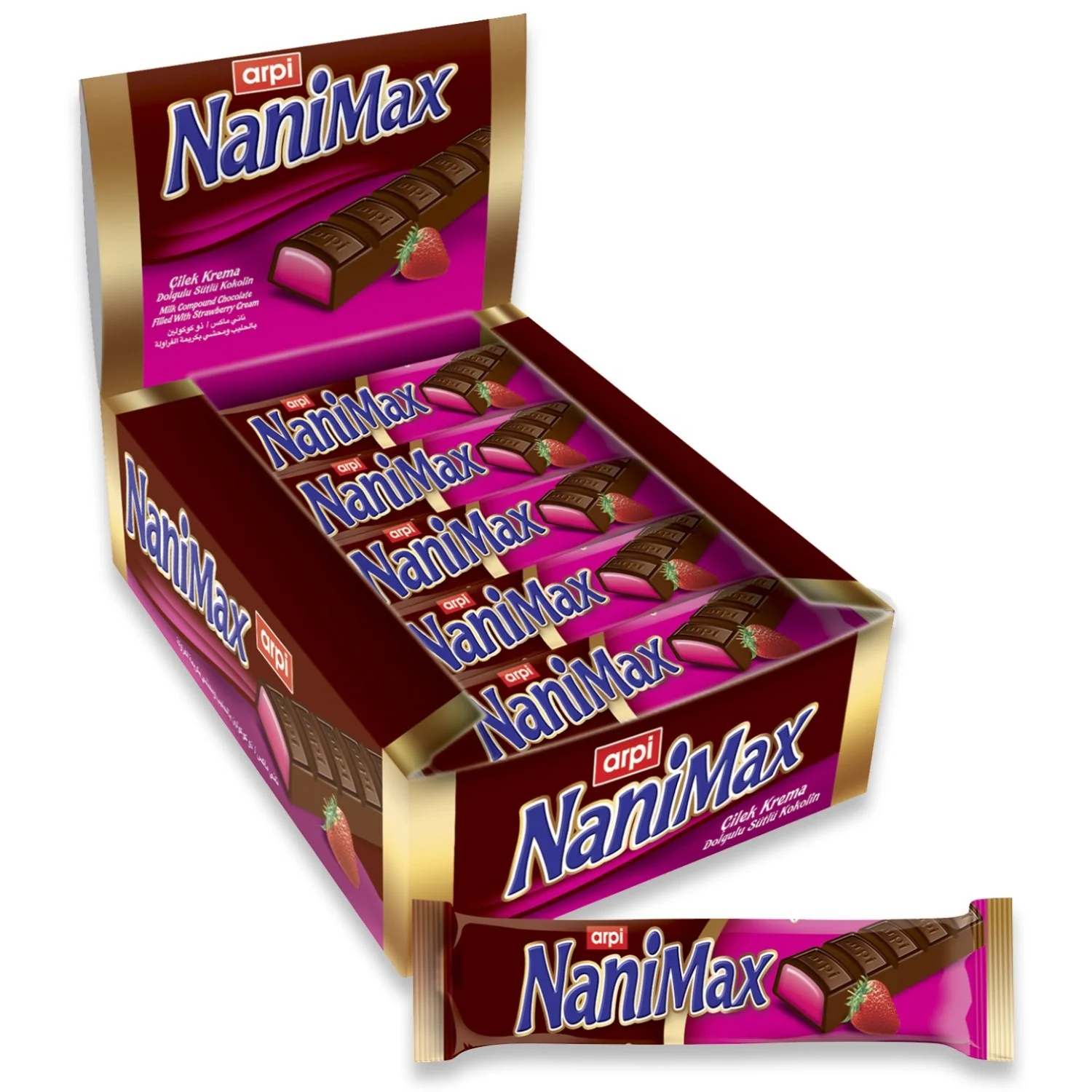 Клубника NaniMax: комбинированный шоколад, заполненный клубничным ароматизированным кремом