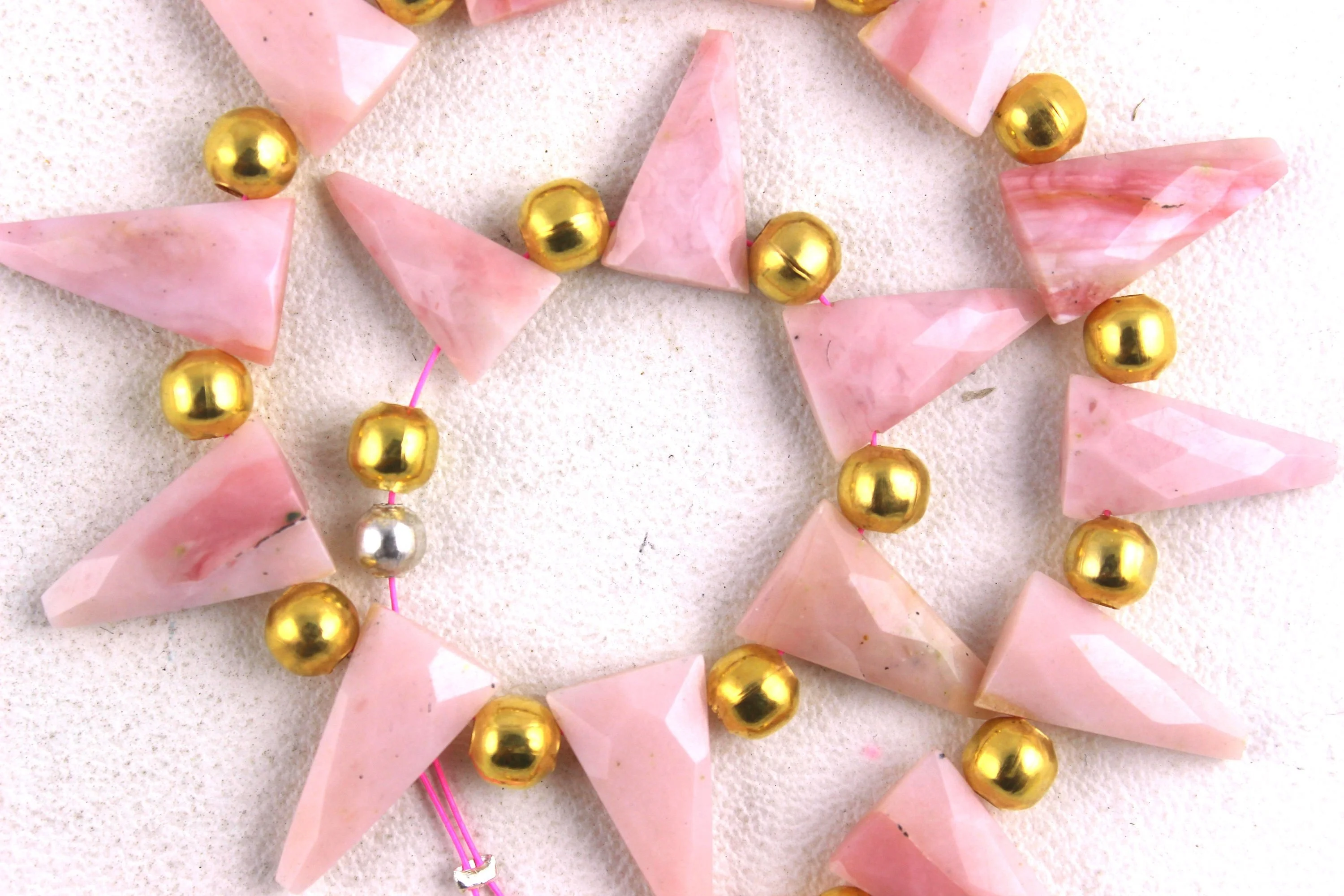 Best Quality Faceted Triangle Shape Natural Pink Opal Briolette Beads Gemstone For Jewelry Wholesale Manufracture