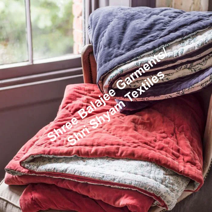 INDIAN COTTON VELVET TWIN QUEEN KING SIZE QUILTS REVERSIBLE  WITH BLOCK PRINTED HANDMADE KANTHA STITCHED BLANKETS