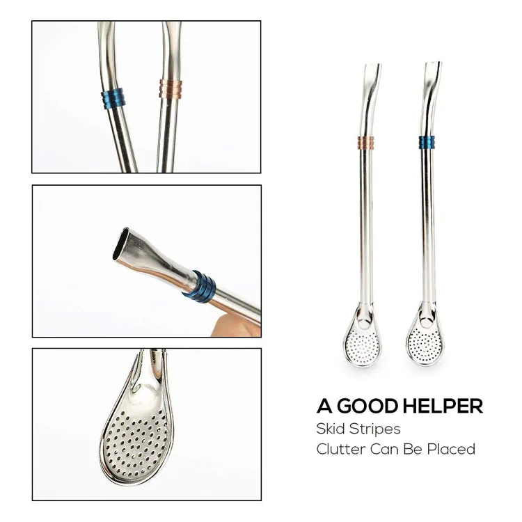 stainless steel easy clean drinking filter bombilla yerba mate straw with packing