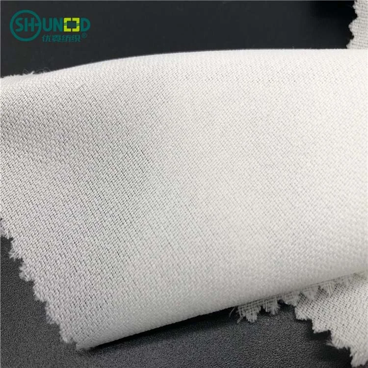 Wholesale 55GSM  fusible interfacing woven adhesive lining cloth Garment interlining double dot coated fusible woven interlining