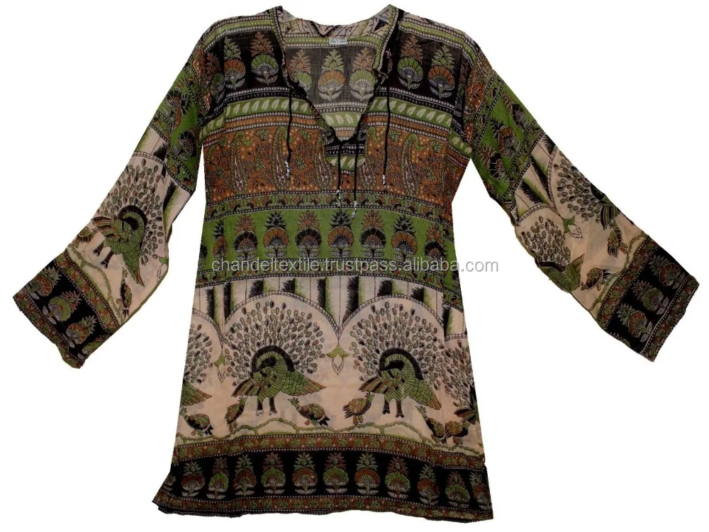 Indian Shirt Us Blouse Long Sleeve Women Tops Ladies Casual kurti Tunic Floral Animals Bollywood cotton blouse tunic top kurtis
