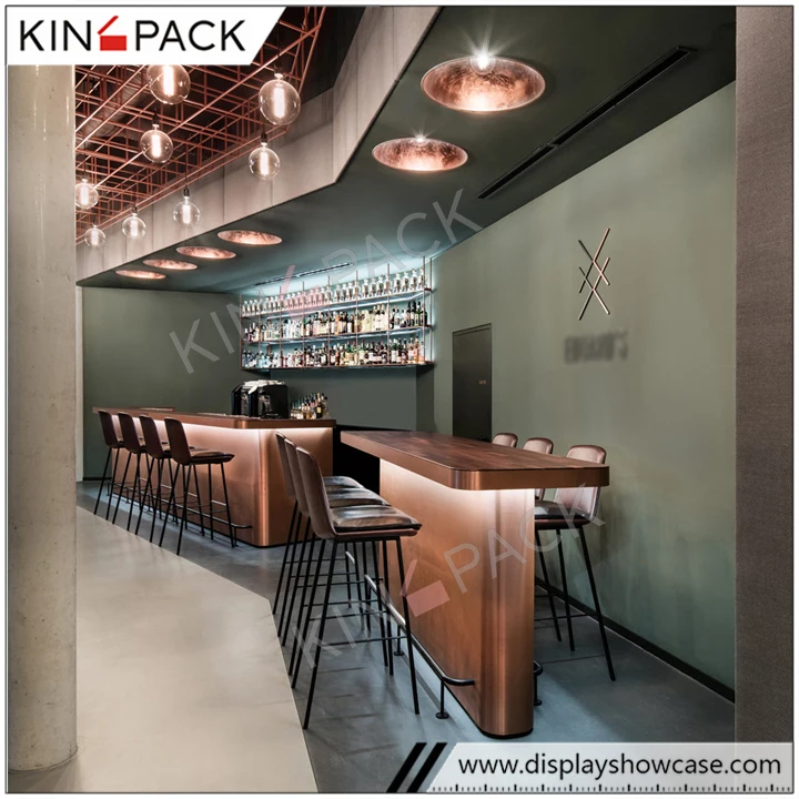 High-end boutique bar design,led light tall commercial restaurant bar counter design for sale