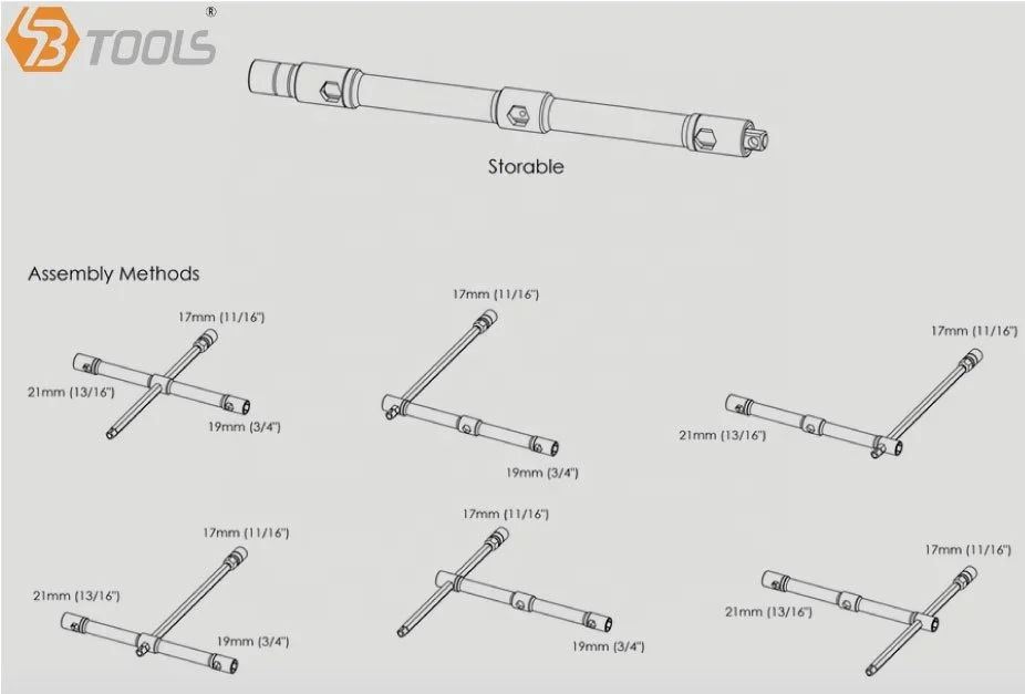 
Storable Cross Lug Nut Wheel Wrench 