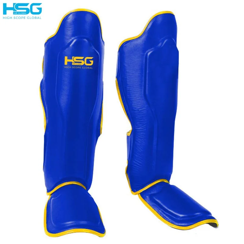 Genuine Leather Boxing Sport Shin Pads Custom Muay Thai Shin Instep Pads MMA Leg Foot Guards