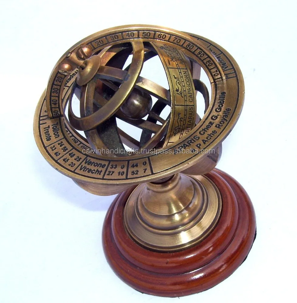 Морская Античная латунная подмышка Сфера мир шар палисандр декор для стола латунь РАШИ маленький размер CHGLOB25002