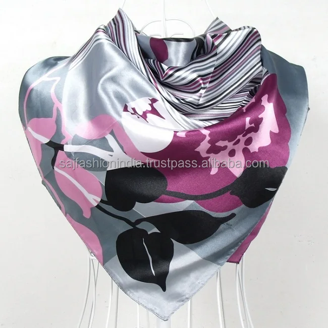 Fashion best selling custom printed square 100 polyester satin scarf