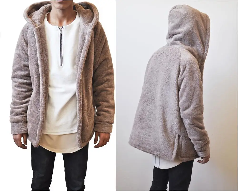
2021 BoxyFit Side Slit Ivory Oversized Sherpa Raf Bubble Furry Hoodie Warm Sweatshirt Winter / Pullover 