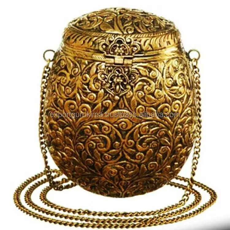 Latest Designer MOSSAIQUE Brass Antique Finish Metal Clutch Bag for Women wholesale 2017