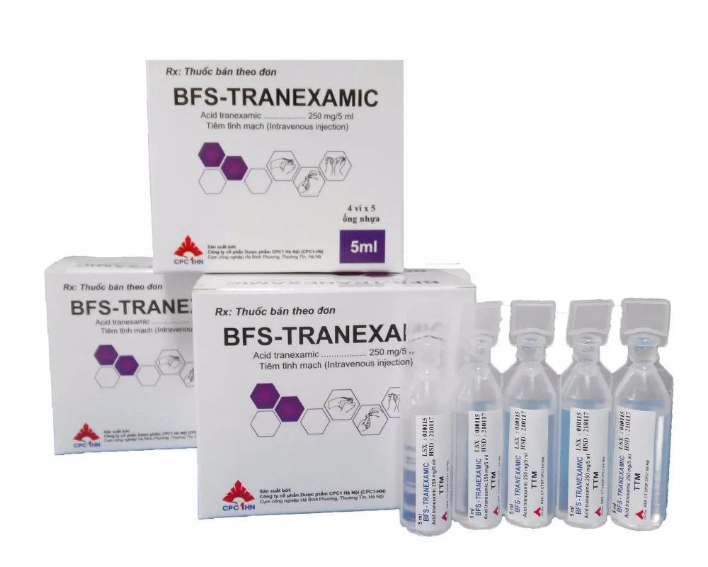 
Tranexamic acid 250mg/5ml, 500mg/10ml injection - BFS technology- GMP certified manufacturer 