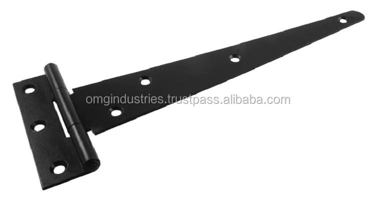 OMG Industries T Hinges Hardware Rustproof Black Gate Shed Door T-Strap Tee Hinge