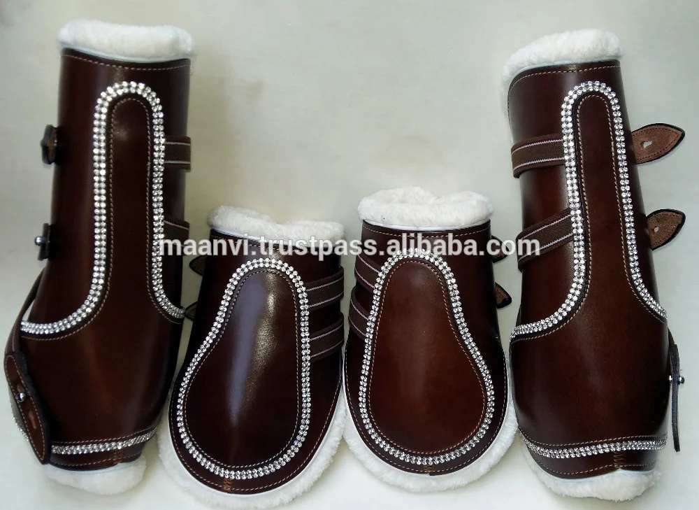 1Set 4pcs Two Front Legs And Two Hind Legs Protection Leather Horse Tendon Boots Adjustable Sizes And Multiple Colors